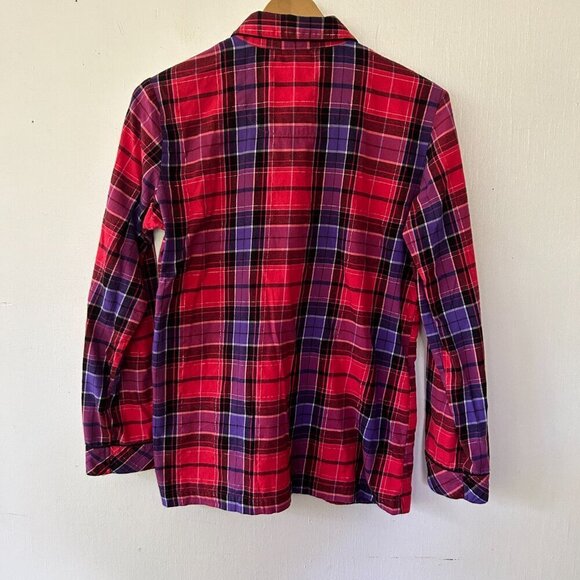 Victoria's Secret Pajama Top Womens Small Flannel Purple Pink Silver Button Fron - Picture 5 of 5